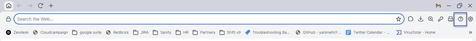 *This photo shows the Support icon located to the right of the omnibox outlined in blue.