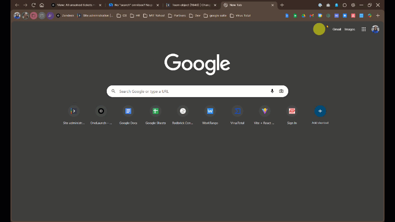 This GIF shows adding the omnibox back to your Shift setup.