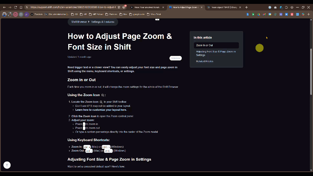 This GIF shows how to use to the Zoom control.