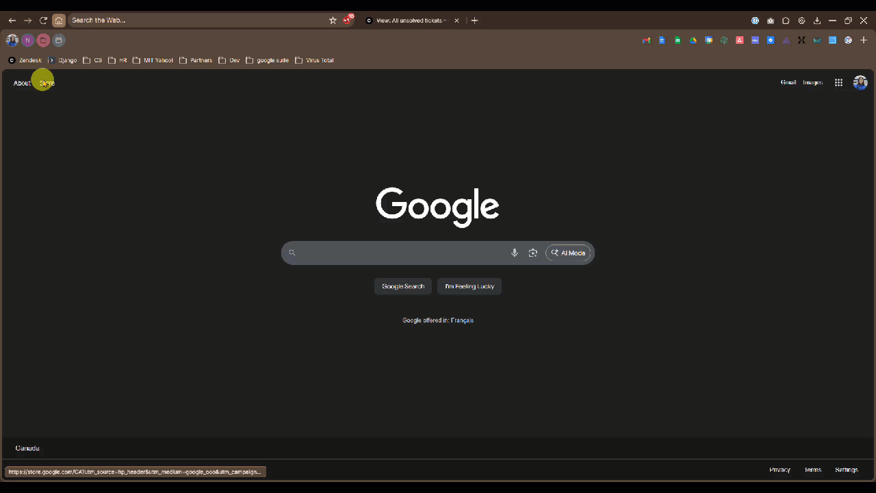 This GIF shows different Bookmarks per Space