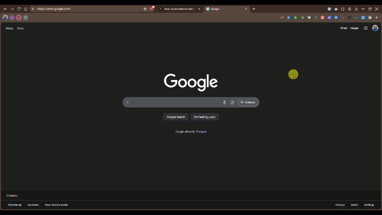 This GIF shows adding a bookmark bar to your Shift setup.
