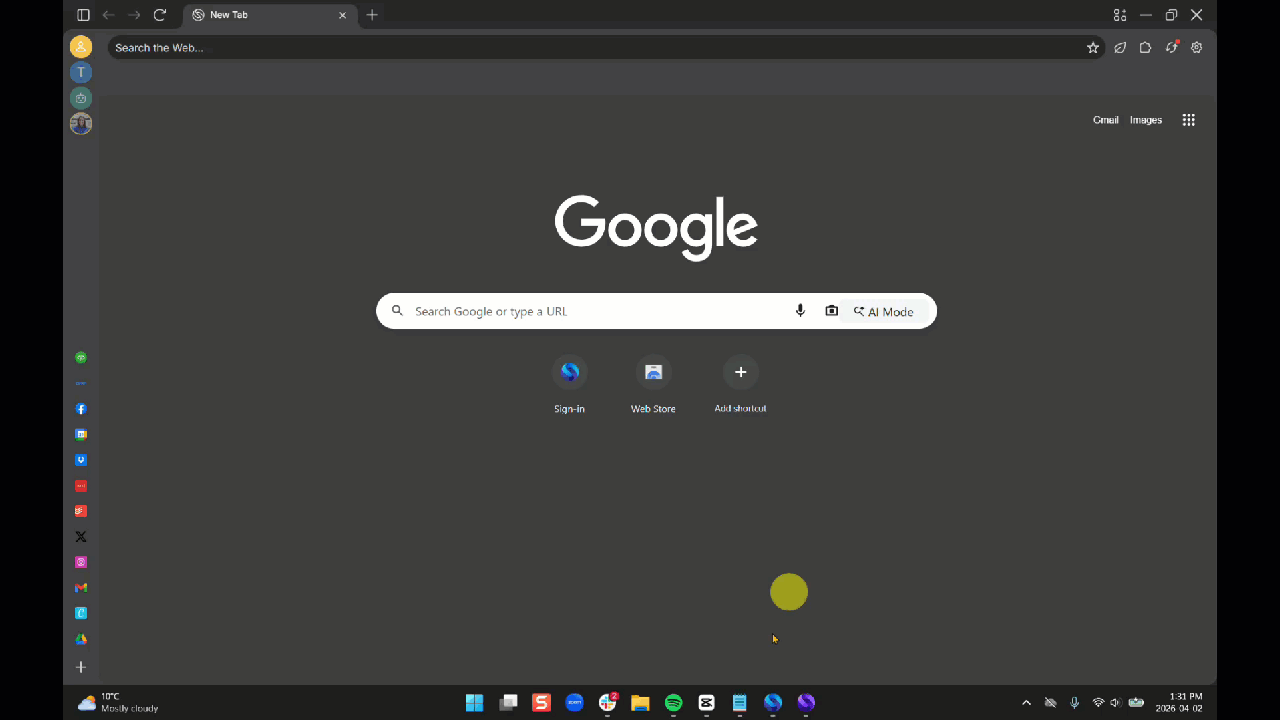 This GIF shows how to open an incognito window