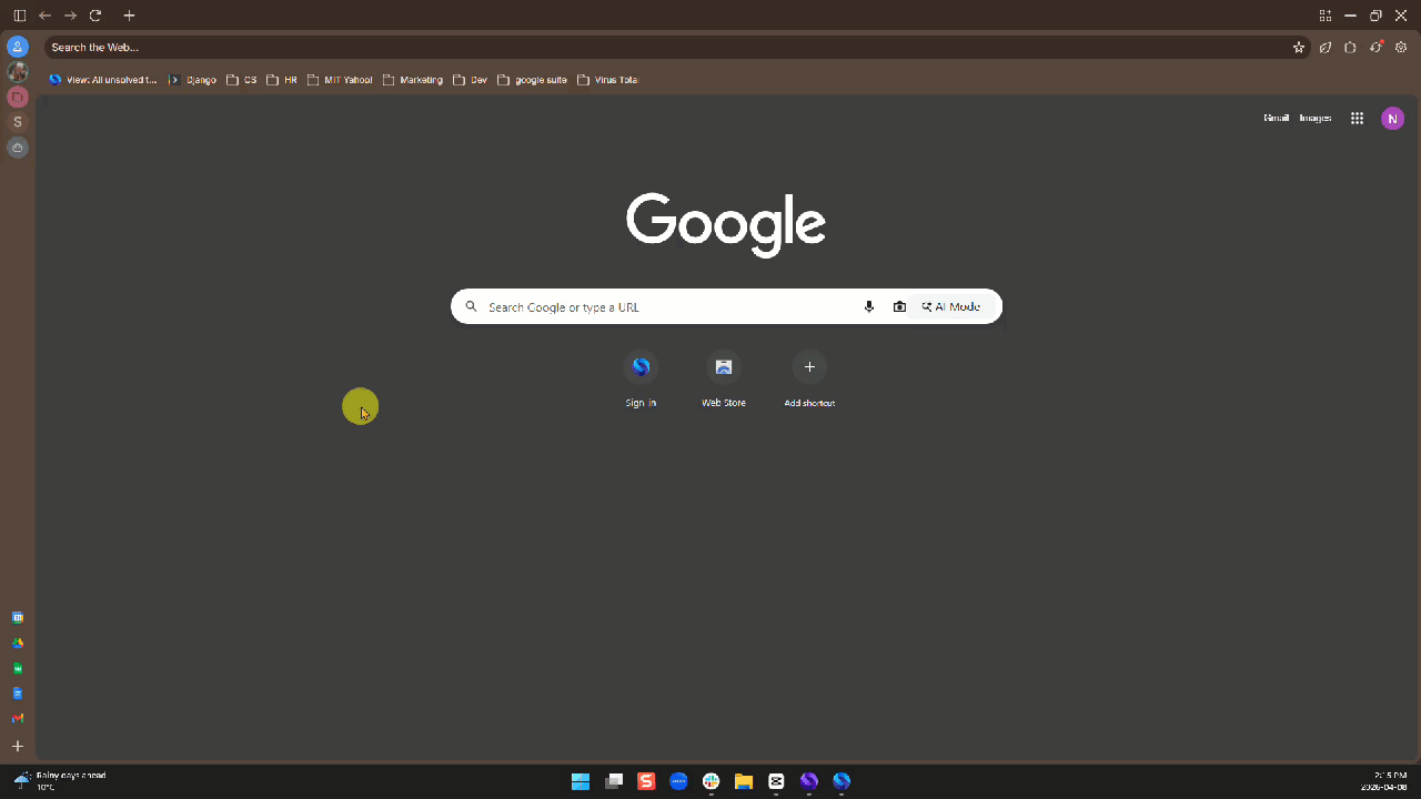 A GIF showing a blank gap created by a spacer between Spaces and Apps