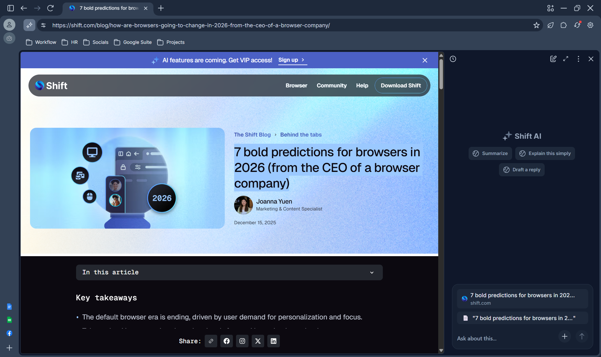 A screenshot of the chat input box showing "Current Site" and "Selected Text" as clickable context chips