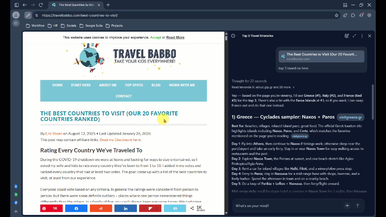 A GIF clicking on links in the Shift AI Chat Sidebar