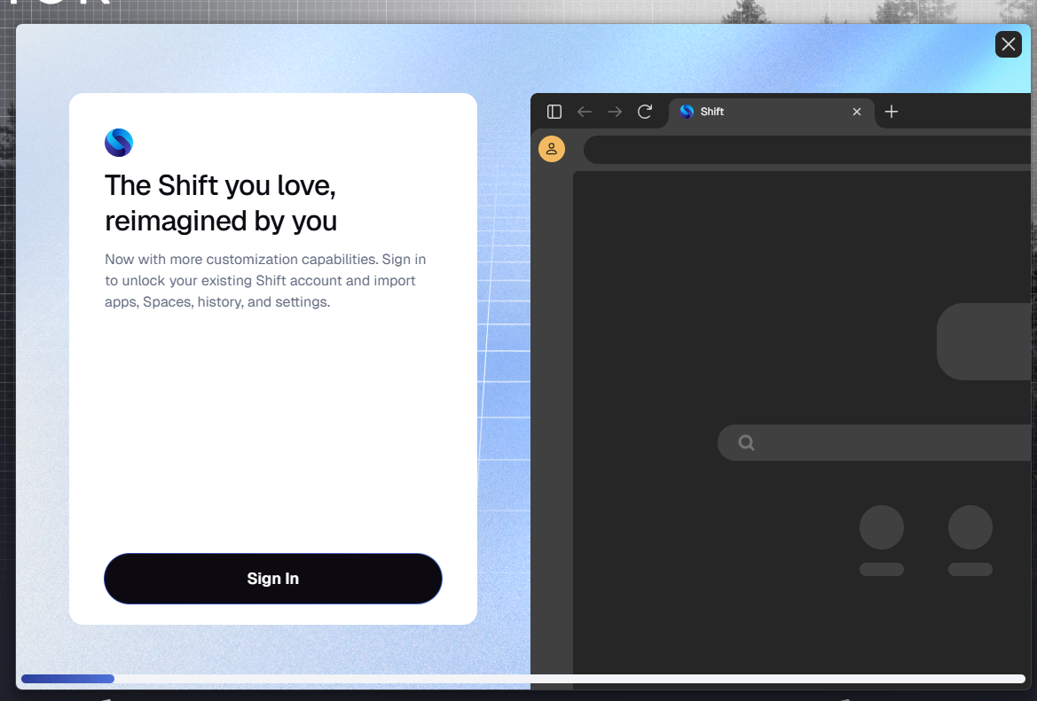 Migration onboarding screen with the only option to sign in.